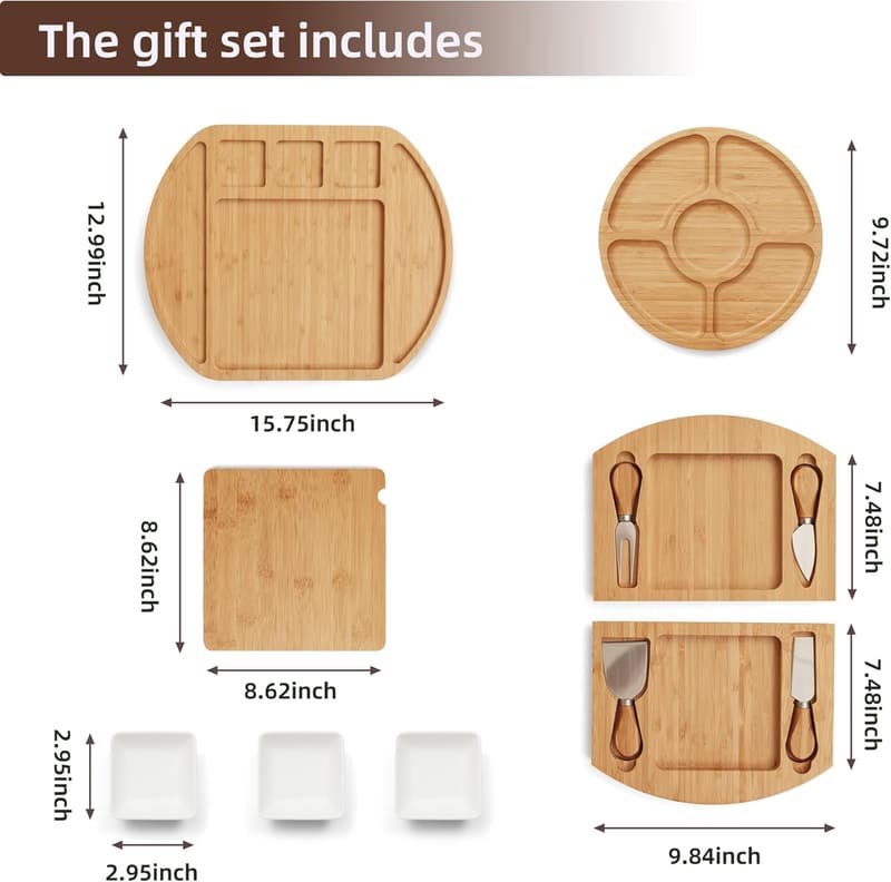 Bamboo Charcuterie Board Set - Perfect for Housewarming Gifts