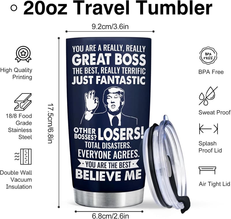 Funny Boss Tumbler Cup - 20 Oz Stainless Steel Gift