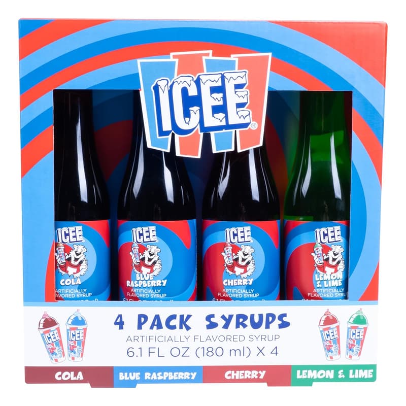 ICEE Slushie Syrups 4-Pack - Cola, Cherry, Blue Raspberry, Lemon & Lime