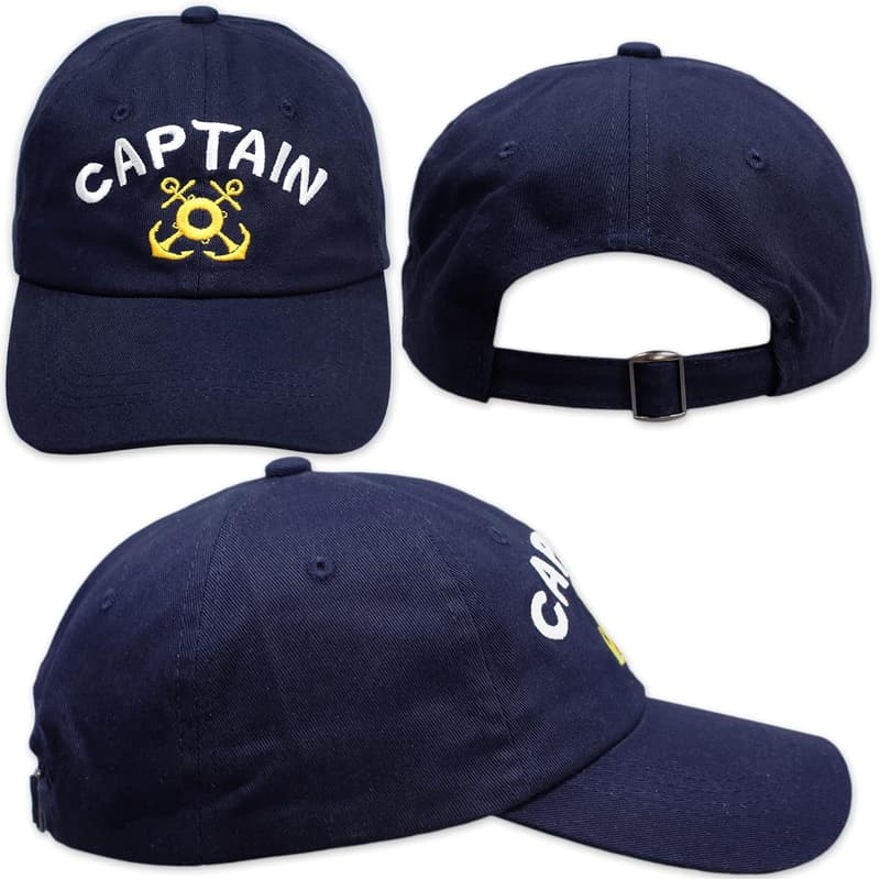 Captain and First Mate Hat Set | Adjustable 2-Piece Navy Caps