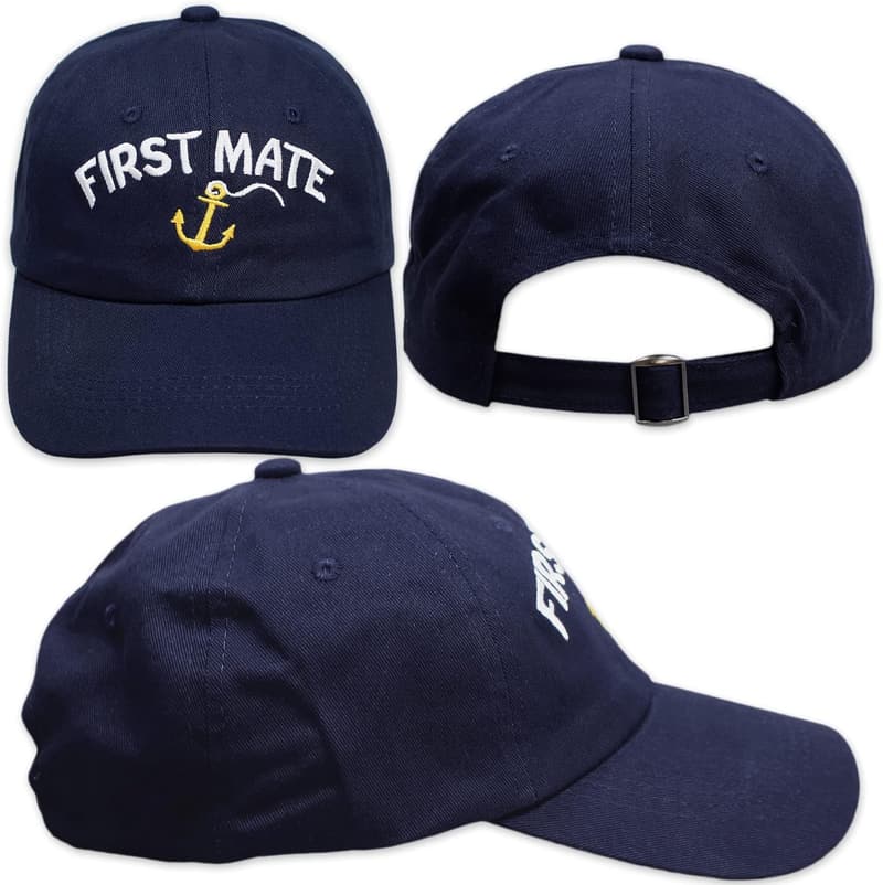 Captain and First Mate Hat Set | Adjustable 2-Piece Navy Caps