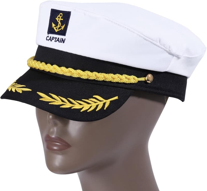 Sailor Captain Hat for Adult Cosplay - Adjustable White海员帽