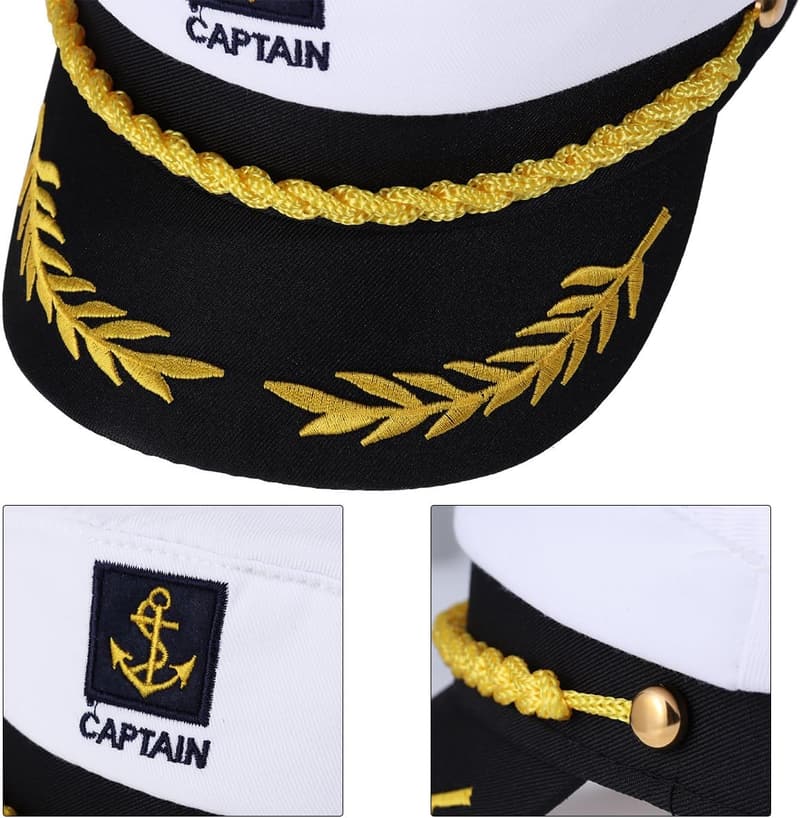 Sailor Captain Hat for Adult Cosplay - Adjustable White海员帽