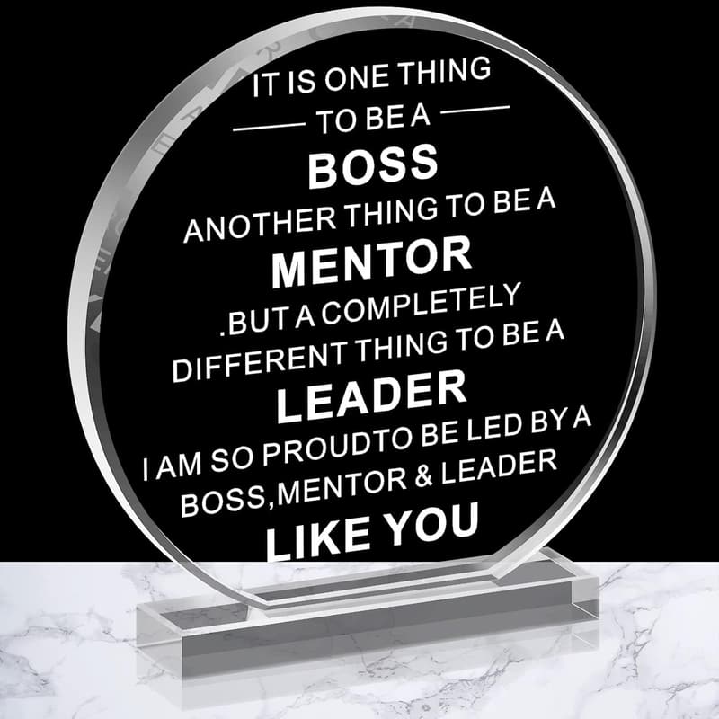 Boss's Day Acrylic Appreciation Plaque - Funny Desk Sign for Leaders
