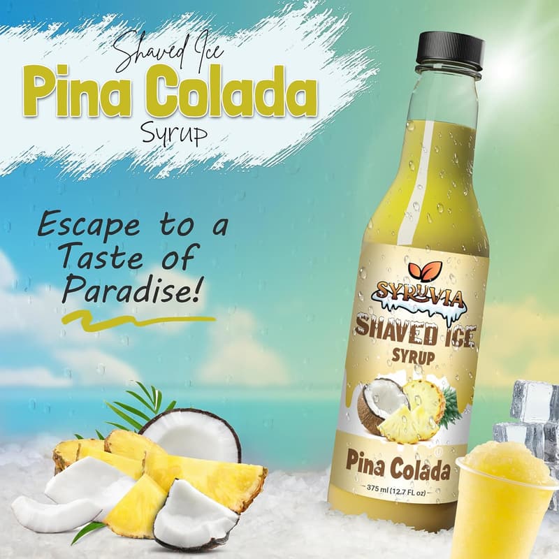 Pina Colada Snow Cone Syrup 12.7oz - Kosher & Dairy-Free