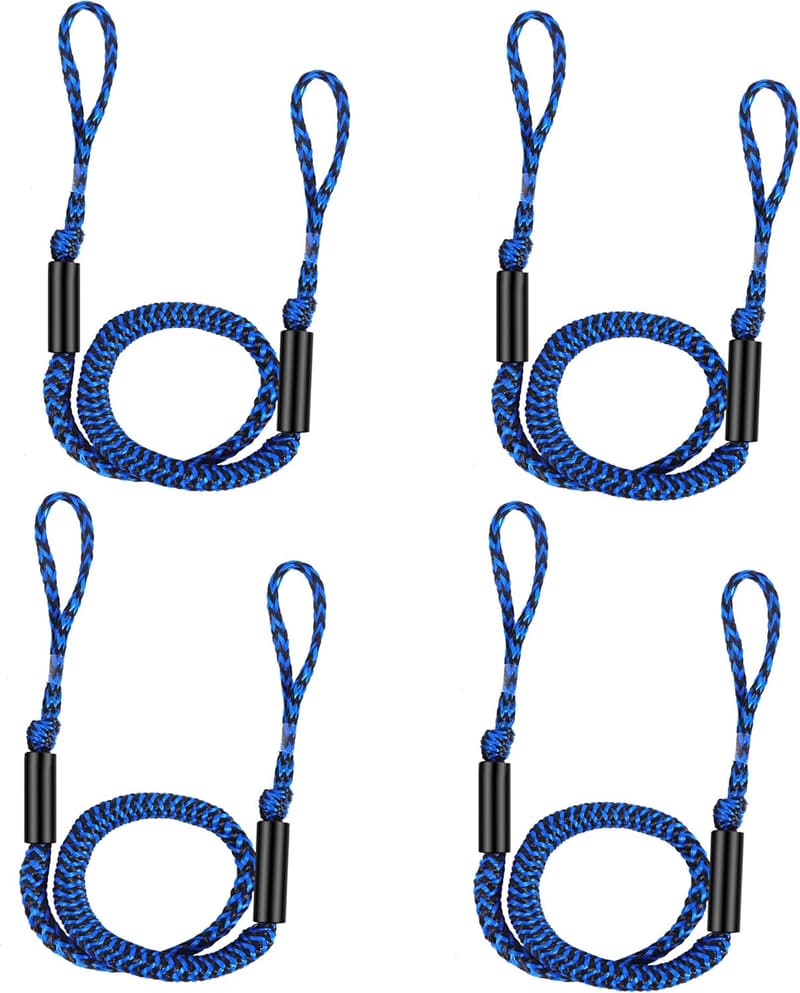 Bungee Dock Lines for Boats – Shock Absorbent Mooring Ropes (4-Pack)