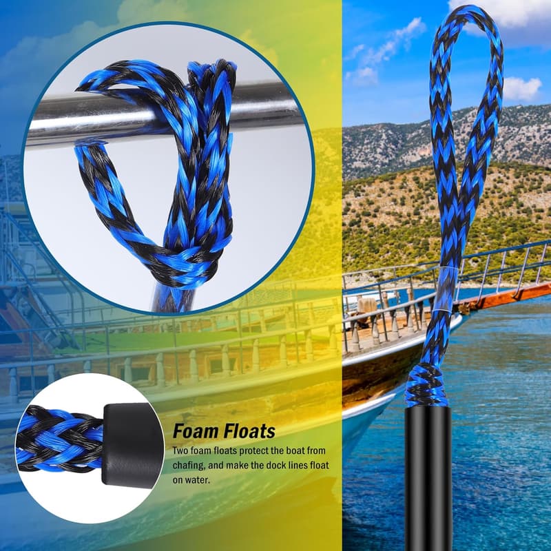 Bungee Dock Lines for Boats – Shock Absorbent Mooring Ropes (4-Pack)