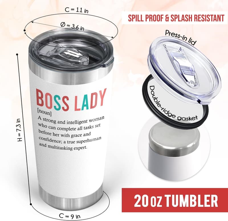 Boss Lady Birthday Gift - 20 oz Insulated Stainless Steel Tumbler