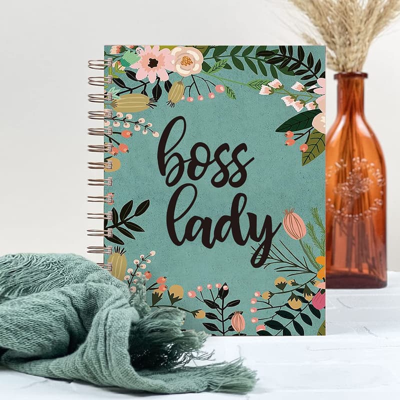 Boss Lady Watercolor Spiral Notebook for Women, 6
