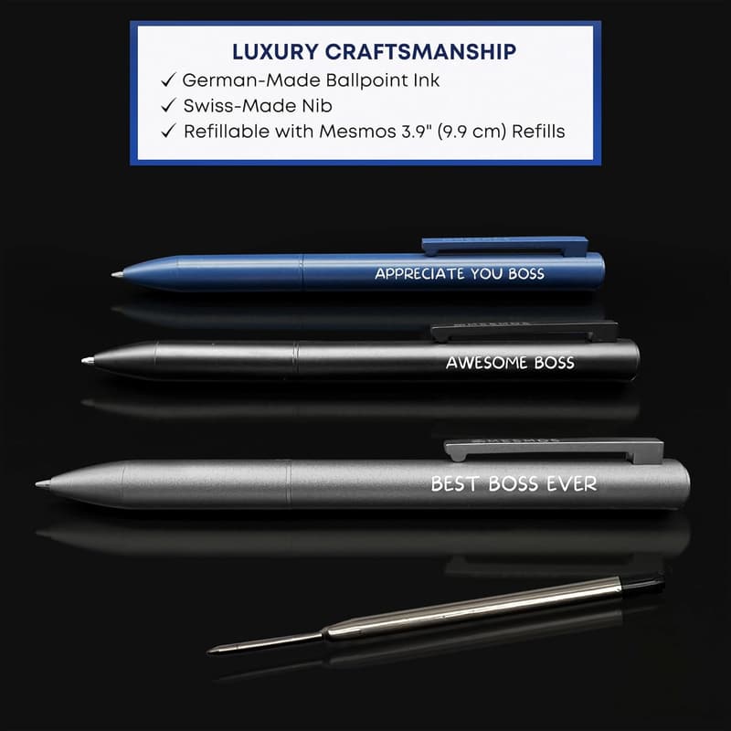 Boss Day Gift Set: 3pk German-Made Ballpoint Pens for Men