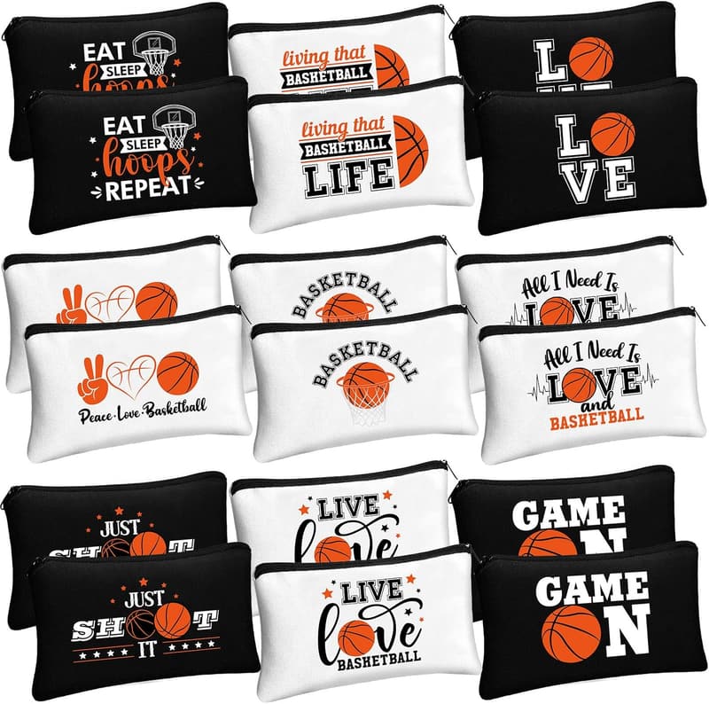Basketball-themed Makeup Bag Set for Teens - 18 Pcs