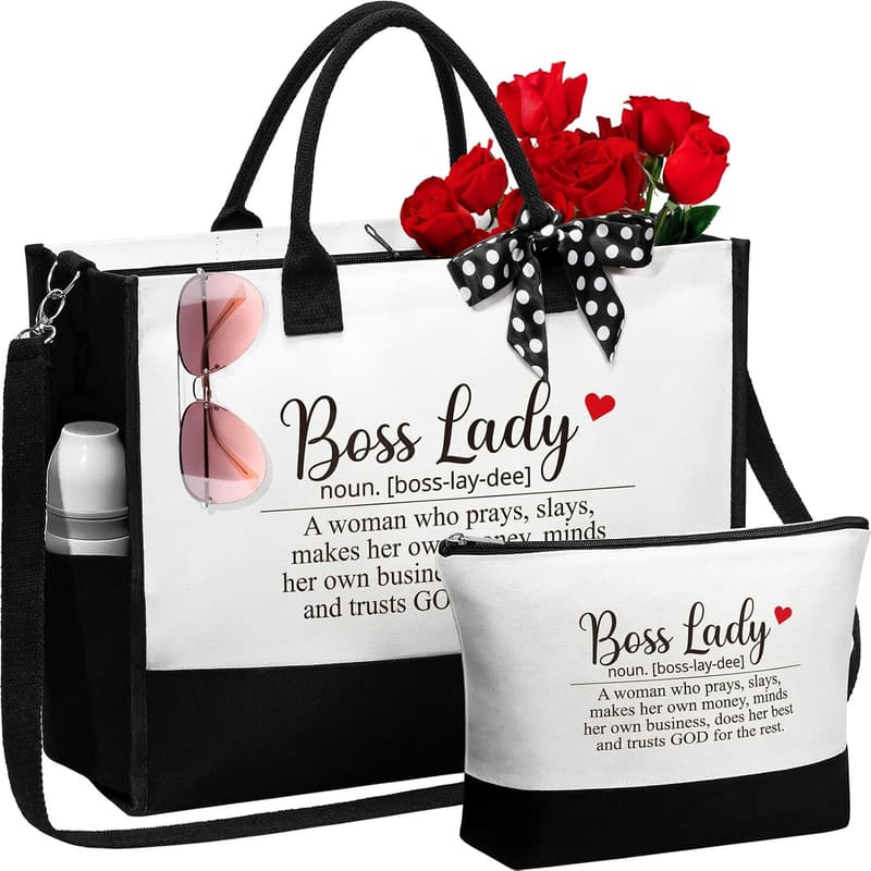 Boss's Day Canvas Tote & Makeup Bag for Women