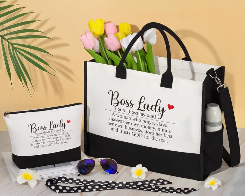 Boss's Day Canvas Tote & Makeup Bag for Women