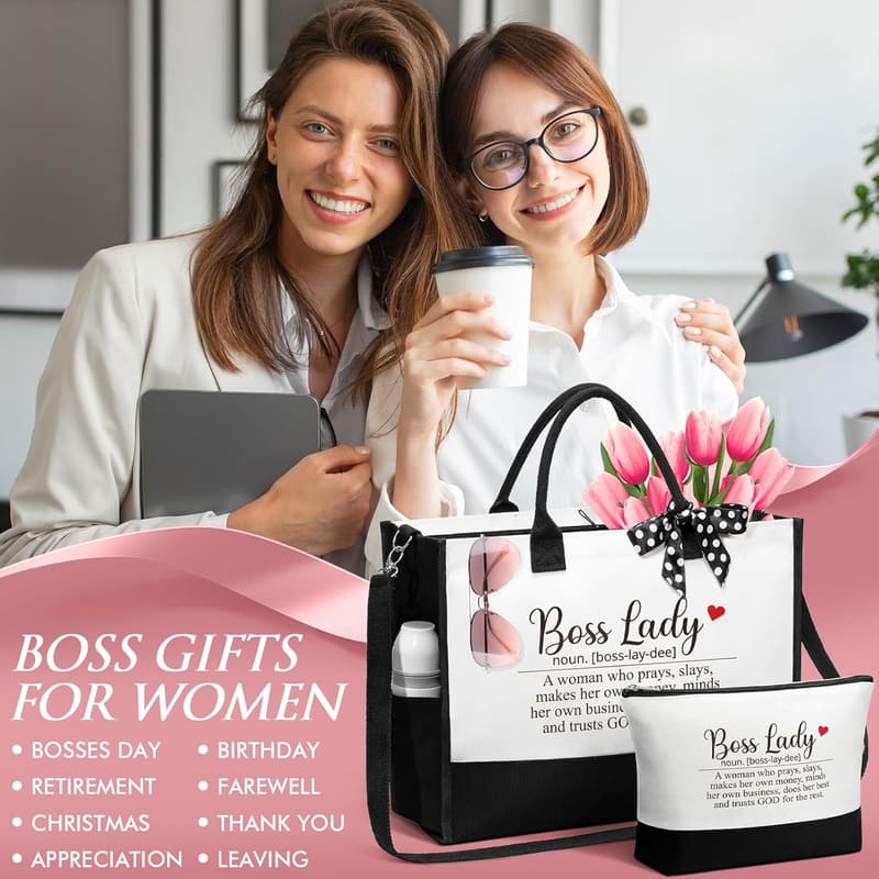 Boss's Day Canvas Tote & Makeup Bag for Women
