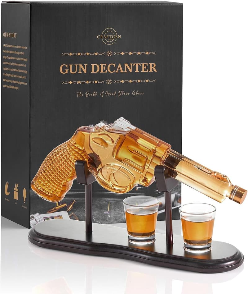 Whiskey Decanter Set with Shot Glasses - Birthday Gift for Men