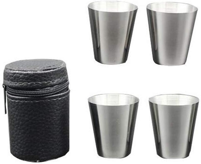 Stainless Steel Shot Cups with PU Leather Case for Travel