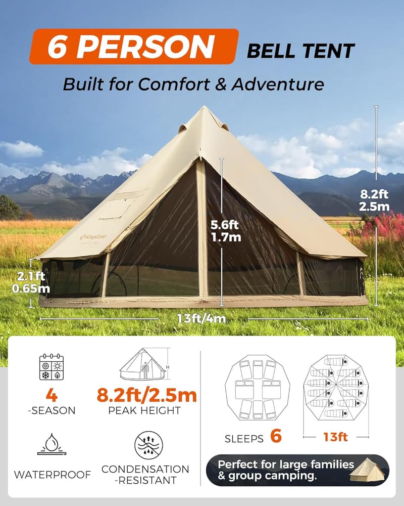 Luxury 4-Season Waterproof Canvas Glamping Tent for Families