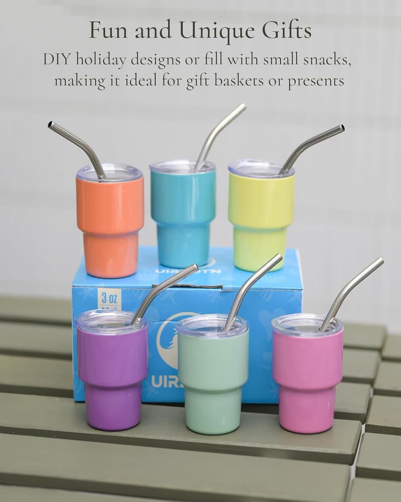 Wedding Party Stainless Steel Mini Tumbler Shot Glasses, 12 Pack