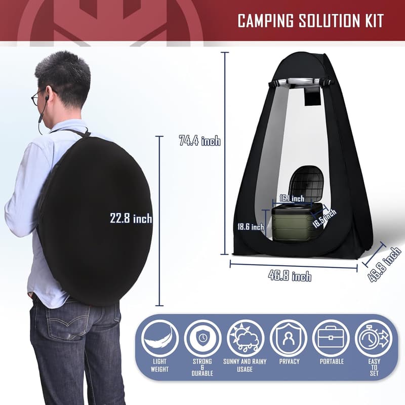 Portable Camping Toilet with Privacy Tent - Washable & Foldable