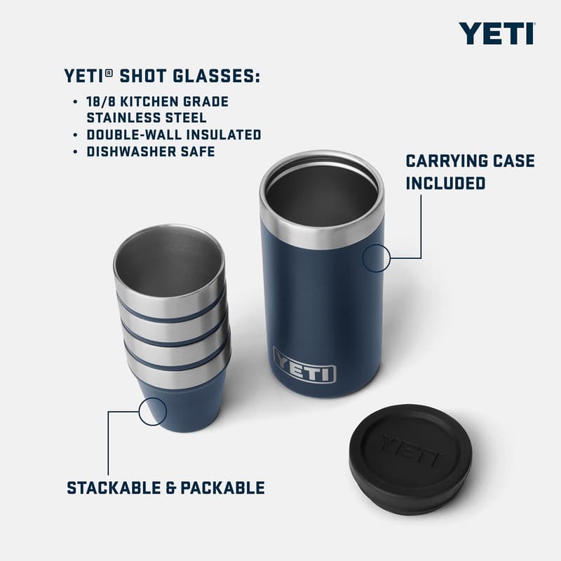 YETI Shot Glass Set with Carrying Case, 4 Pieces