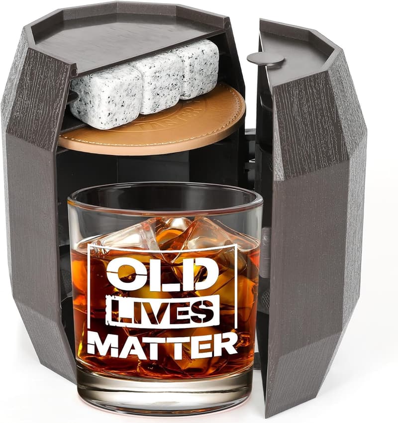 Funny Whiskey Glass Set for Grandpa - Unique Father's Day Gift