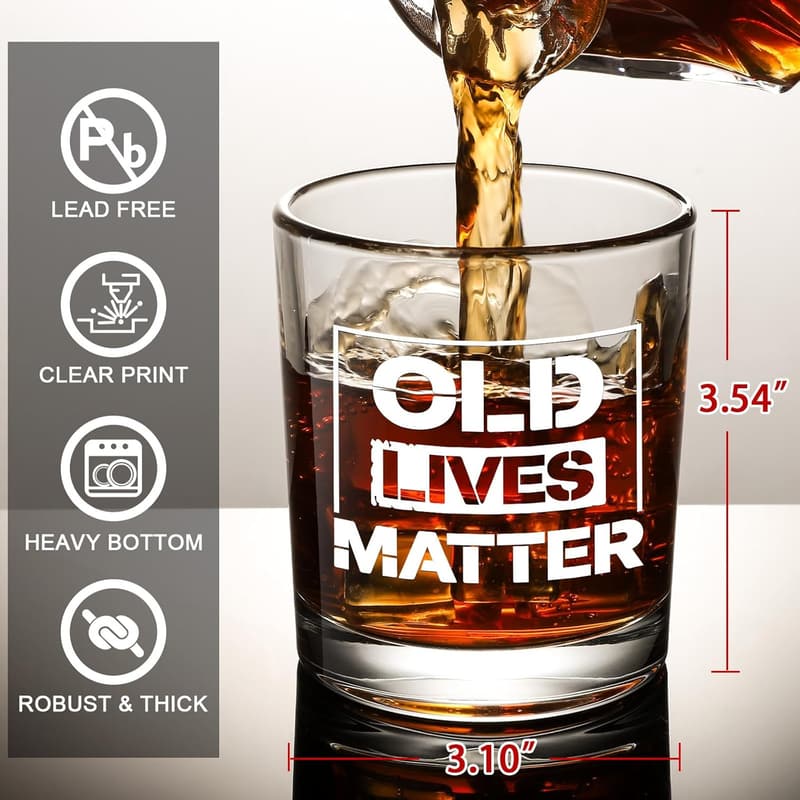 Funny Whiskey Glass Set for Grandpa - Unique Father's Day Gift