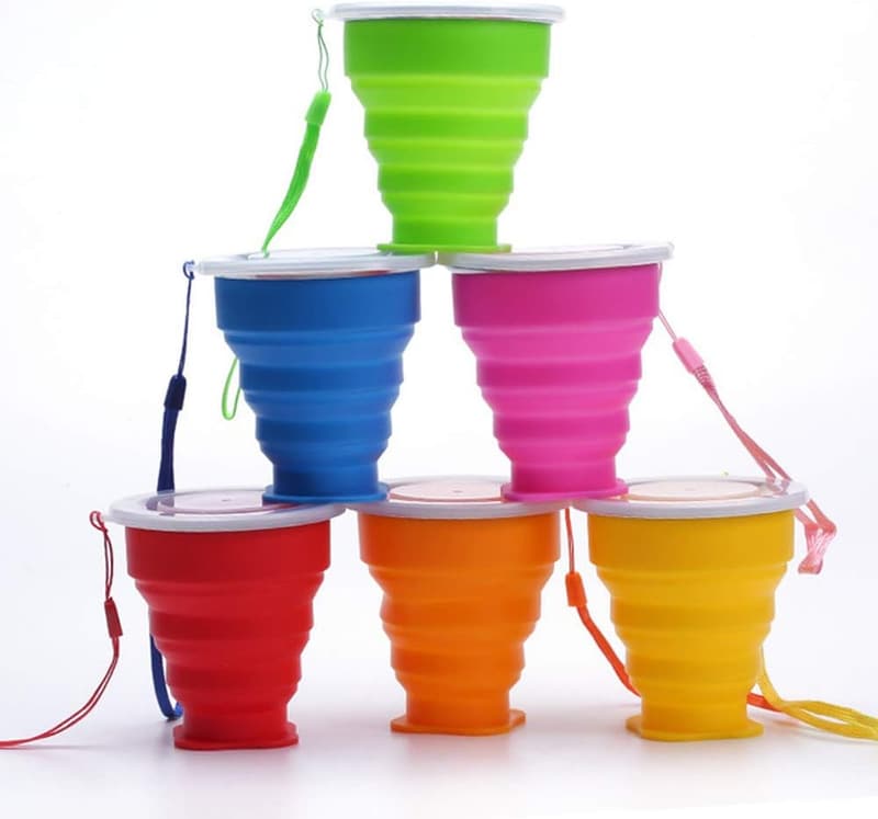 Collapsible Silicone Travel Cups - 6-Pack Reusable set