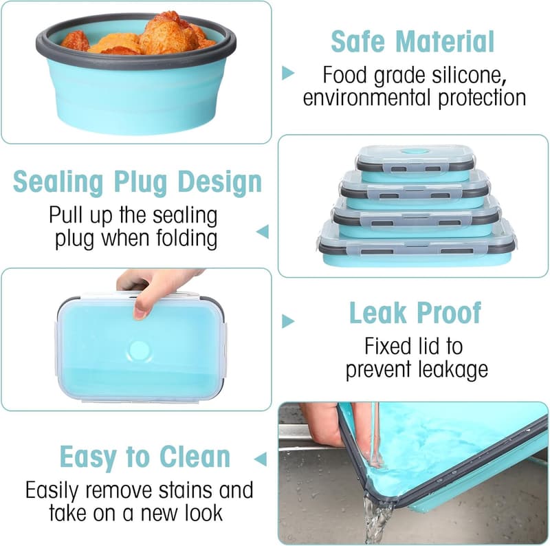 16-Pack Collapsible Food Storage Containers - Microwave & Freezer Safe