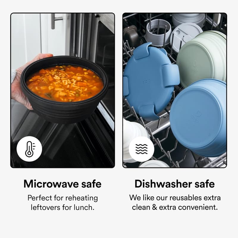 Collapsible Silicone Bowl - 36oz, Steel Blue - Ideal for Travel & Meal Prep