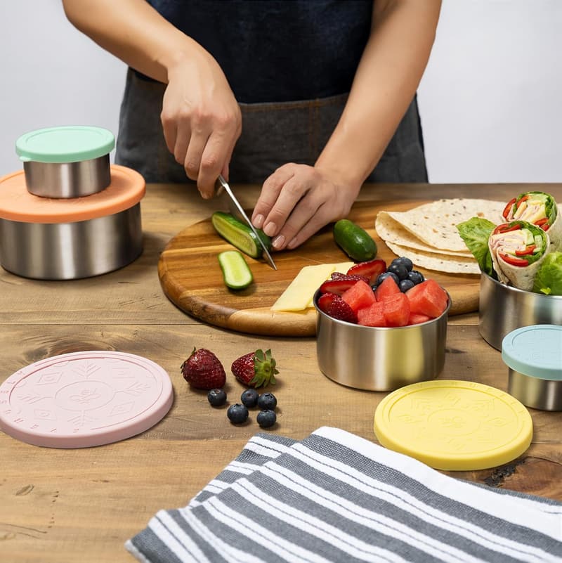 Bright Stainless Steel Food Containers Set of 5 - Leakproof & Reusable
