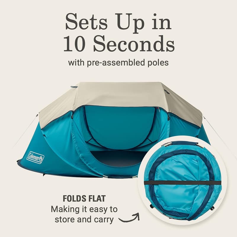 Coleman 2/4 Person Instant Pop-Up Tent with Rainfly
