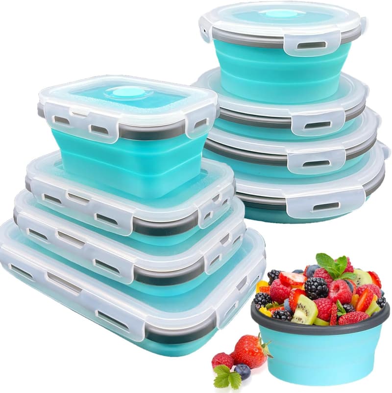 Collapsible Silicone Food Storage Containers for Camping & Travel