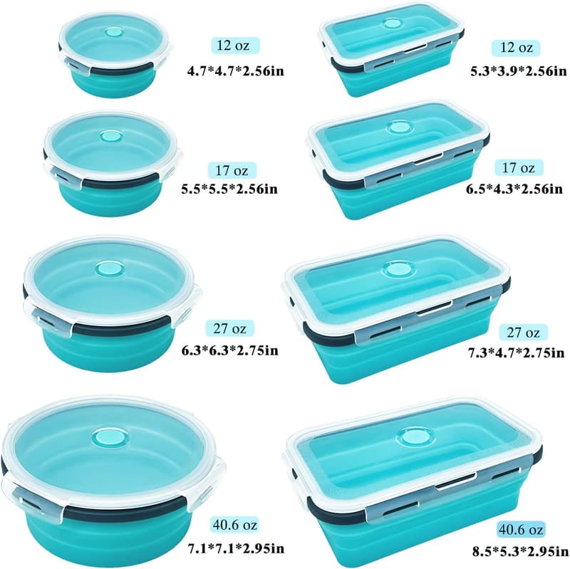Collapsible Silicone Food Storage Containers for Camping & Travel