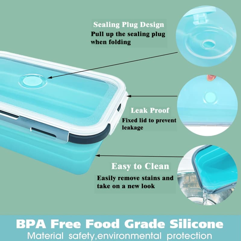 Collapsible Silicone Food Storage Containers for Camping & Travel