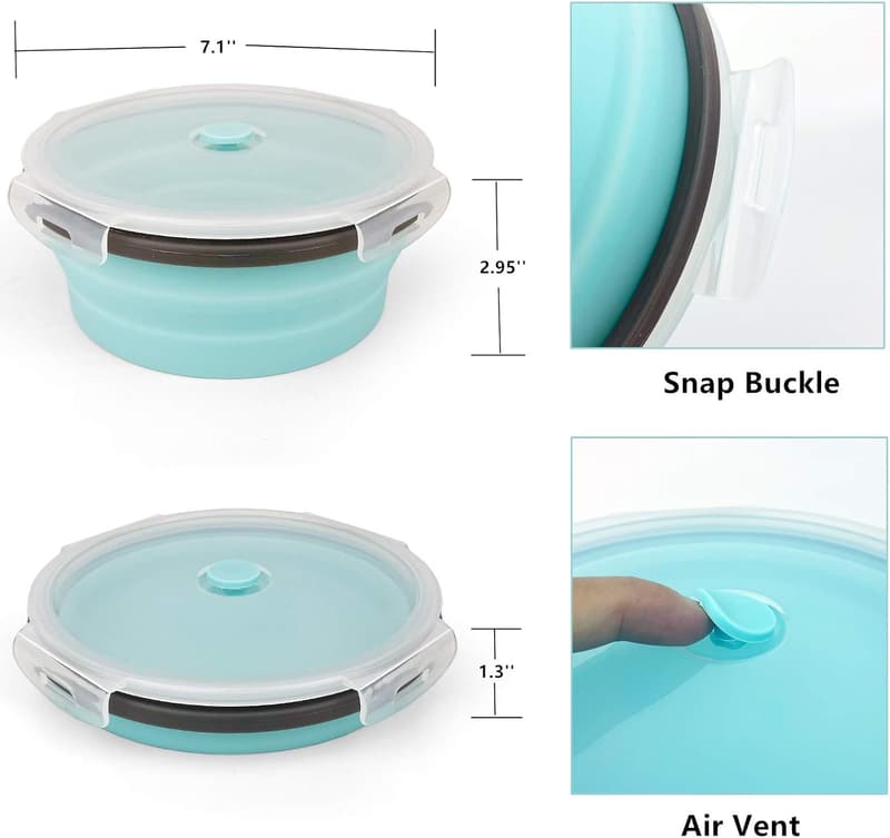 Collapsible Silicone Camping Bowl Set with Lid & Cutlery