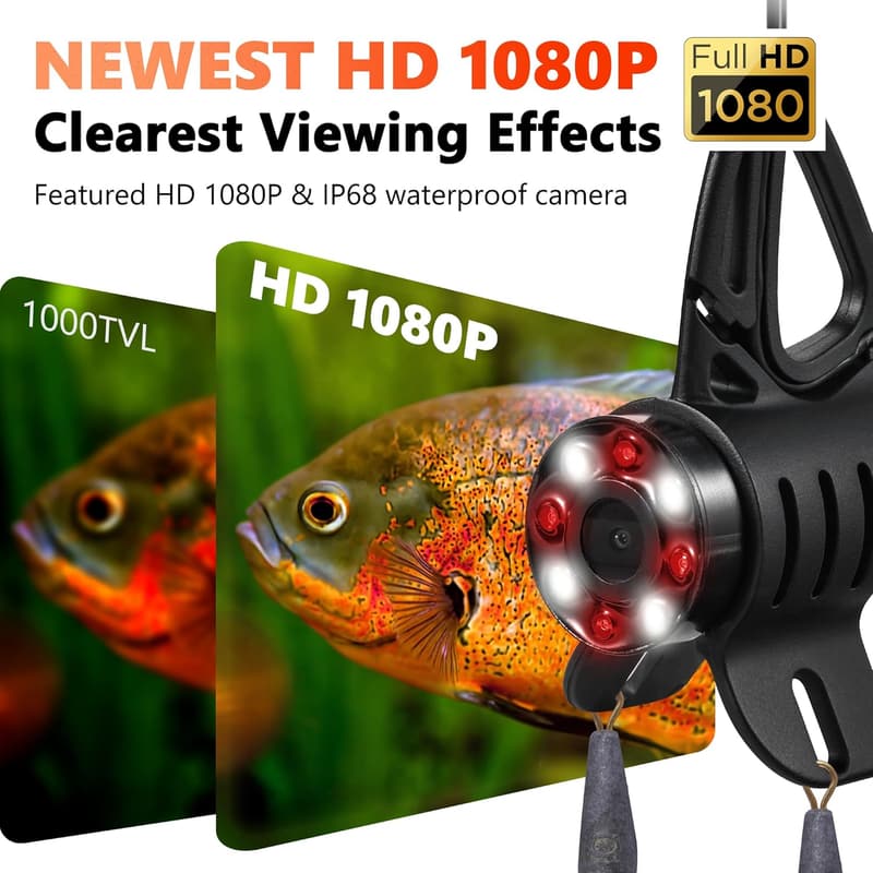 HD 1080P Underwater Fishing Camera with 10,000mAh Battery