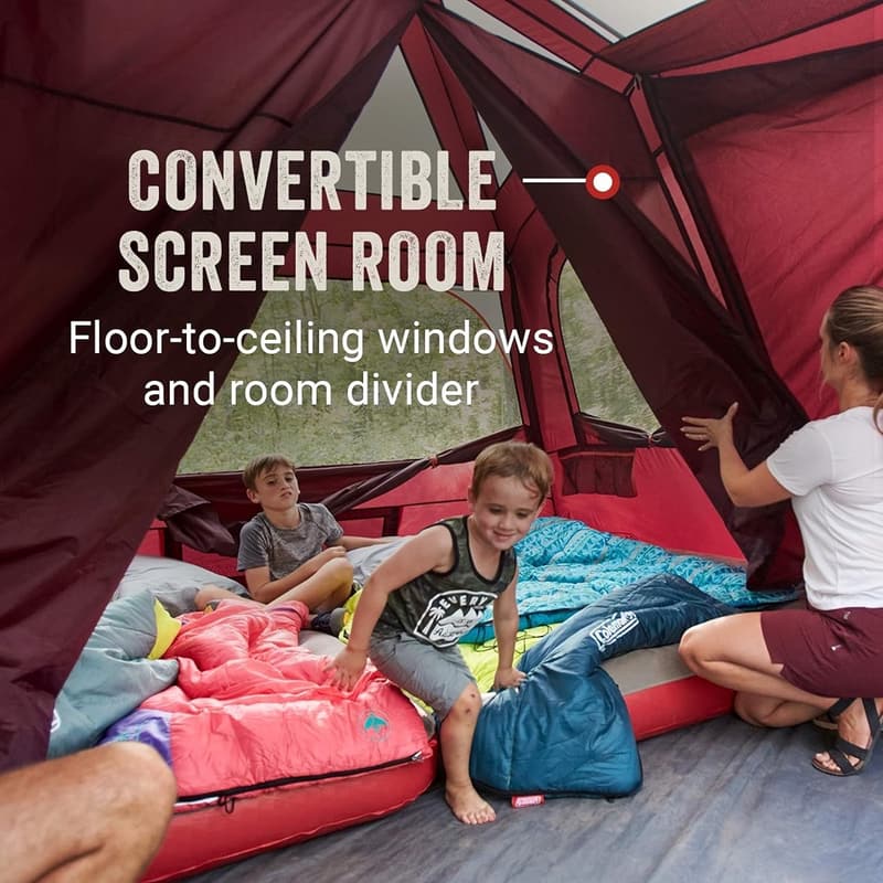 Weatherproof Family Camping Tent for 8-12 with Screen Room