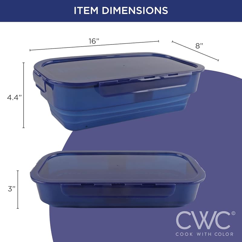 Mess-Free Batter Bowl for Frying - Collapsible Shaker Container, Navy