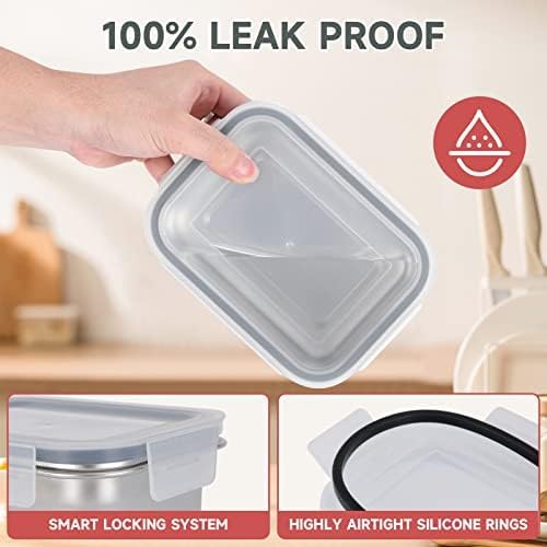304 Stainless Steel Leakproof Meal Prep Containers - 12PC Set