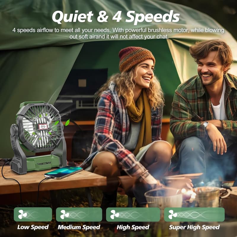 Rechargeable Portable Fan with LED Lantern for Travel & Casa