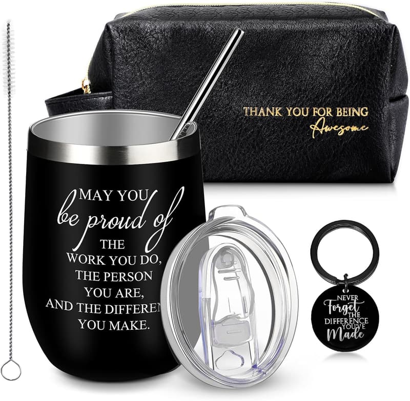 Father's Day Gift Set: Leather Toiletry Bag, Tumbler & Keychain