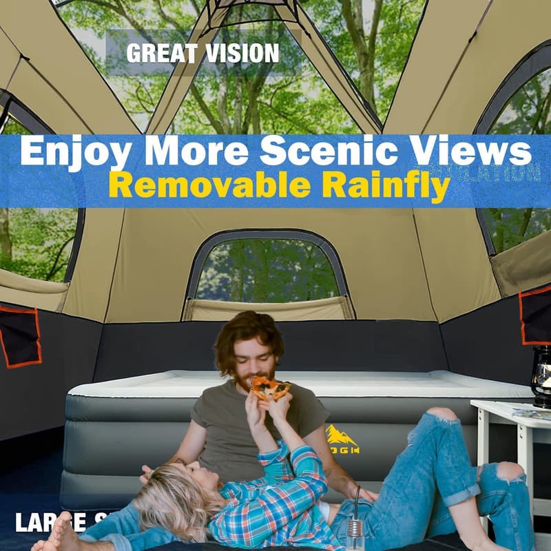 Instant Setup 6-Person Weatherproof Camping Tent with Rainfly