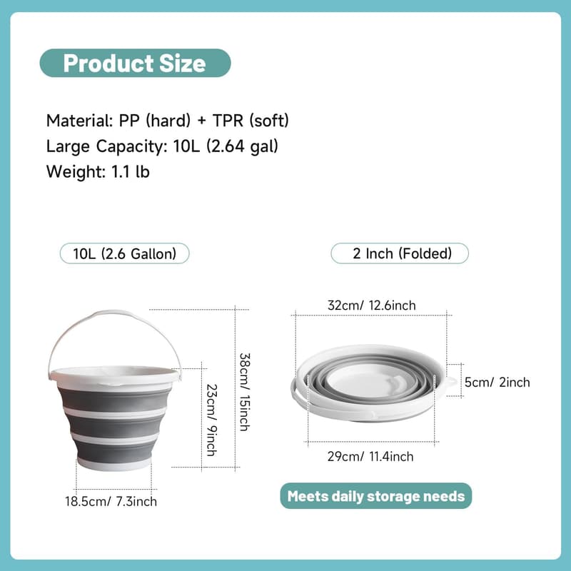 Portable 10L Collapsible Water Bucket for Outdoor Activities