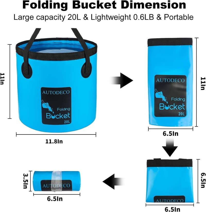 Collapsible 5 Gallon Water Bucket - Portable Wash Basin for Outdoor Use