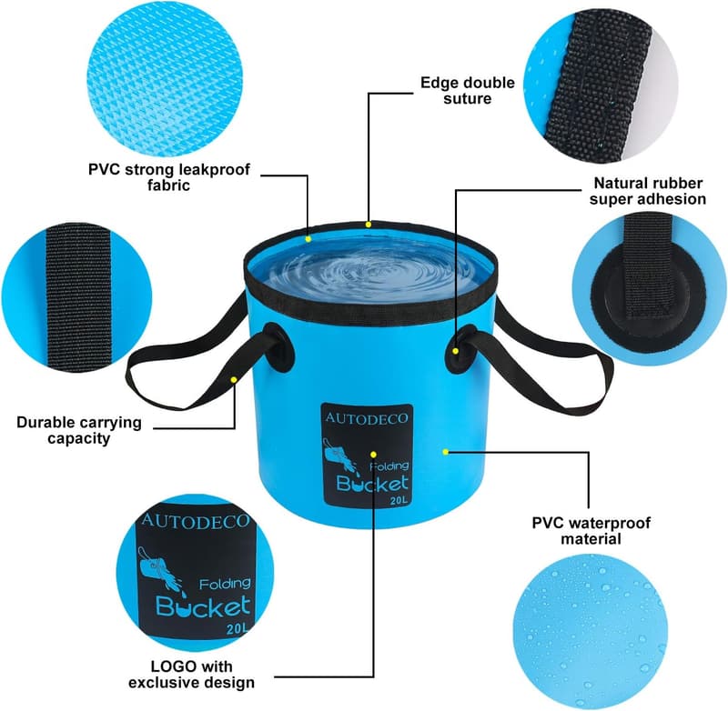 Collapsible 5 Gallon Water Bucket - Portable Wash Basin for Outdoor Use