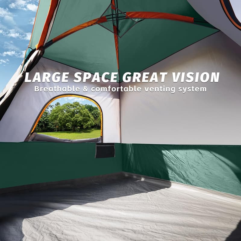 4-Person Waterproof Camping Tent with Easy Set-Up and Rainfly