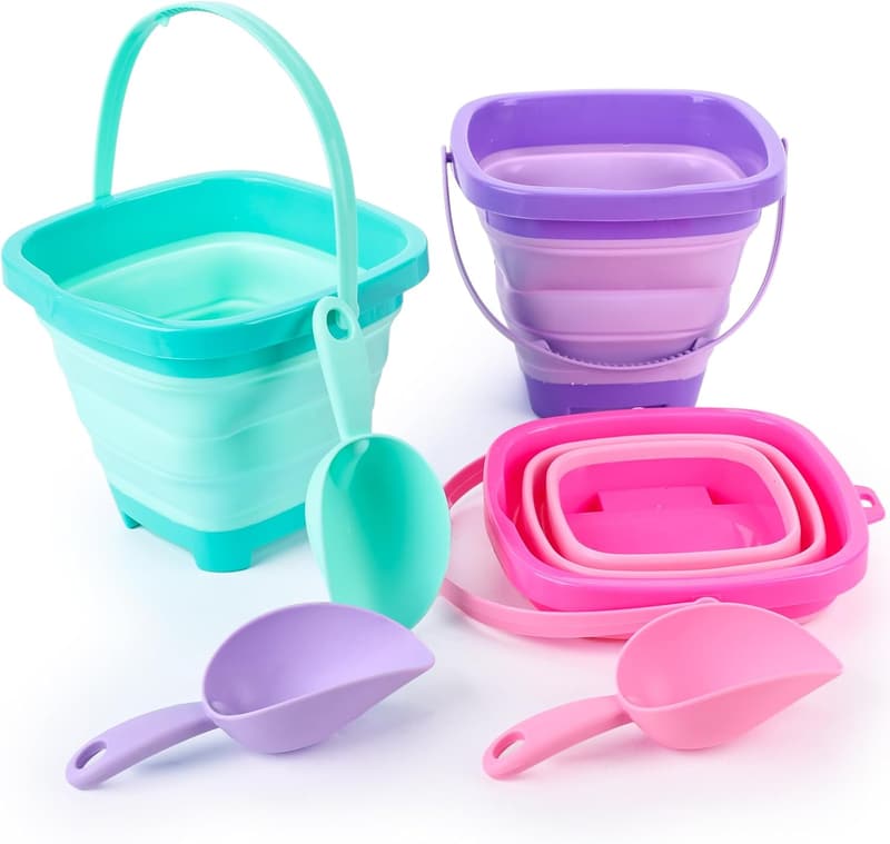 Collapsible Beach Buckets with Shovels - Summer Travel Toys