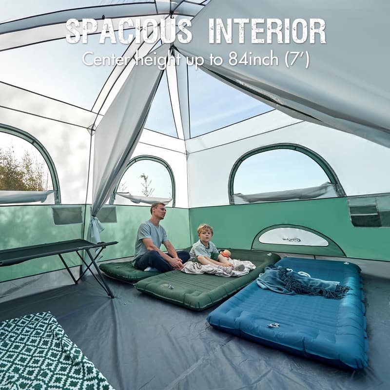 8-Person Family Camping Tent with Porch & Good Ventilation