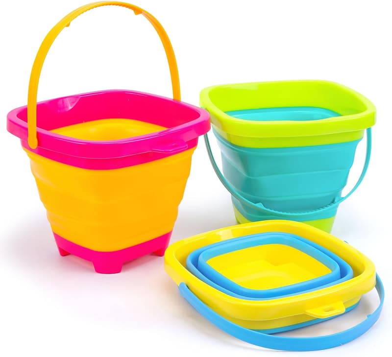 Foldable Silicone Pail Buckets – 2L Beach Toys for Kids