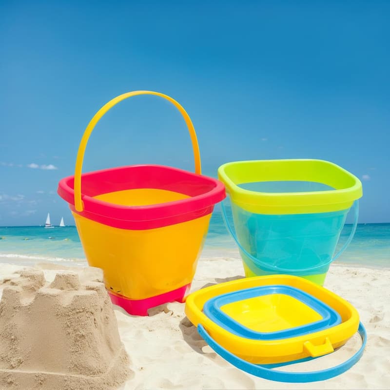 Foldable Silicone Pail Buckets – 2L Beach Toys for Kids